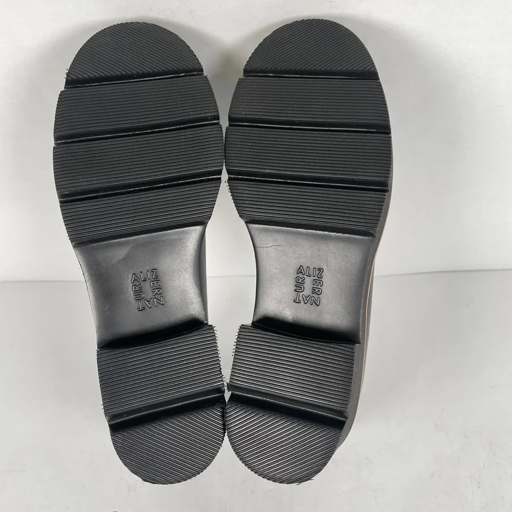Naturalizer Desi Loafers Womens Size 9 M Black Leather Lug Sole Platform Shoes